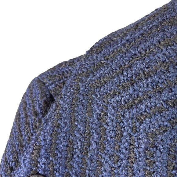 Ann Taylor Ronda Wool Pea Coat Overcoat Mid Length Boucle Heavy Knit Black Navy - Picture 3 of 7